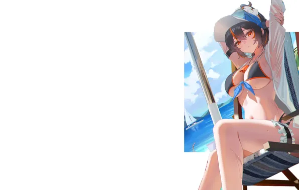 Kawaii, girl, hot, sexy, beach, legs, hat, boobs
