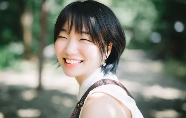 Girl, Asian, Smile, Eyes, Woman, Chinese, Cute, Outdoor