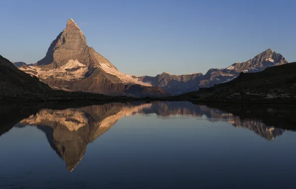 Горы, озеро, Швейцария, Riffelsee