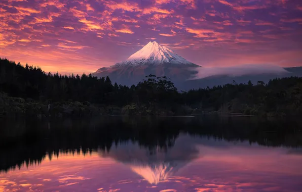 Simple, горы, озеро, вечер, sunset, просто, mountains, lake