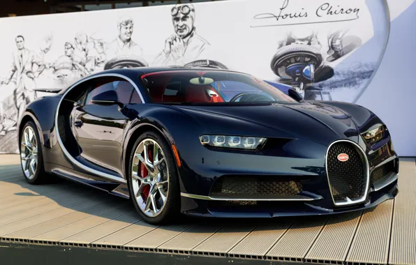 Картинка Bugatti, Dark, Carbon, Blue, Chiron