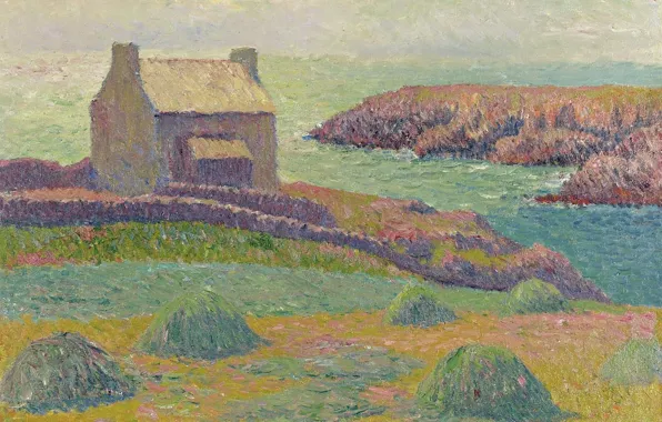 Картинка пейзаж, картина, Анри Море, Henry Moret, Дом на Холме