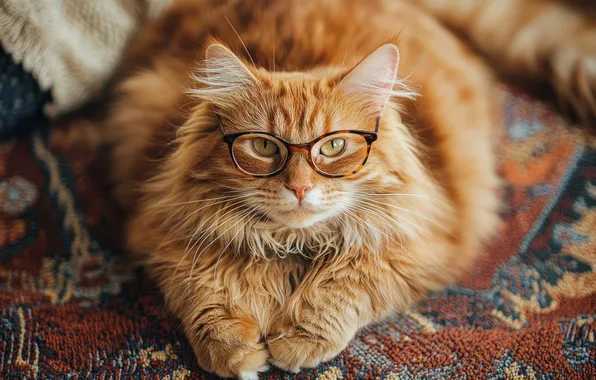 Кошка, кот, взгляд, поза, портрет, лапы, пушистый, покрывало