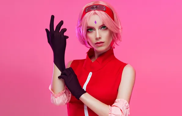 Розовый фон, Sakura Haruno, Cosplay