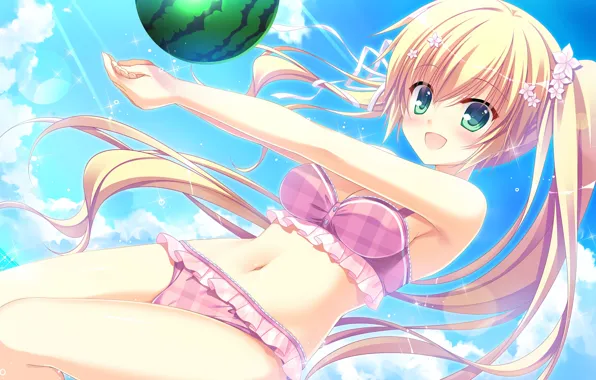Girl, sexy, cleavage, long hair, boobs, anime, beautiful, pretty