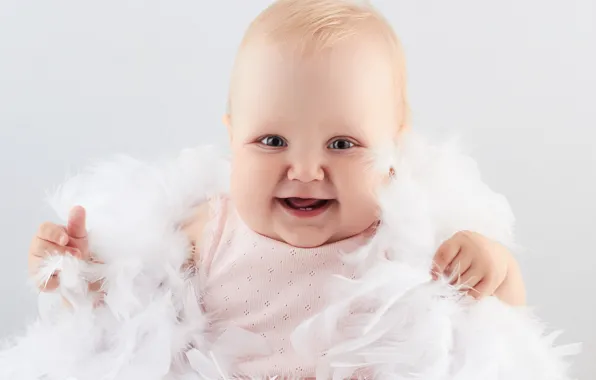 Радость, улыбка, ребенок, перья, smile, младенец, baby, joy
