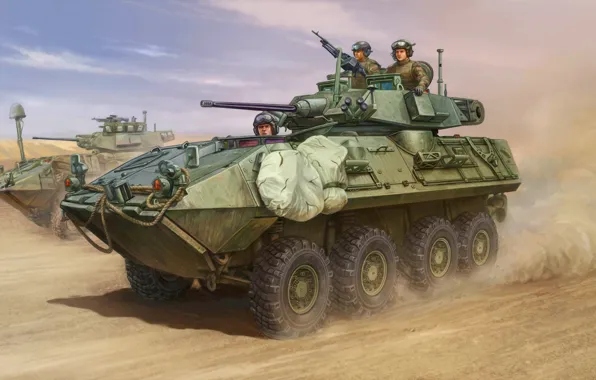 Картинка war, art, painting, armored vehicule, LAV-A2
