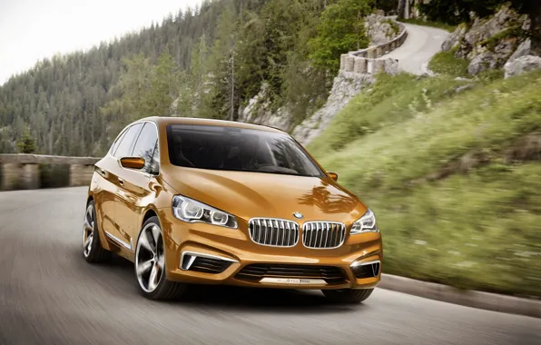 Движение, трасса, BMW, Active, Tourer, 2013, Outdoor