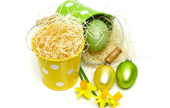 Картинка яйца, пасха, flowers, крашеные, eggs, easter, daffodils