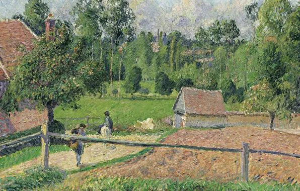 Пейзаж, дом, картина, сад, Камиль Писсарро, Вид из Окна Художника. Эраньи