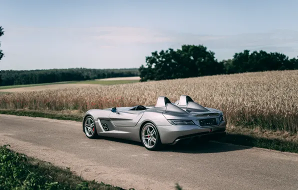 Car, Mercedes-Benz, SLR, field, Mercedes-Benz SLR McLaren Stirling Moss