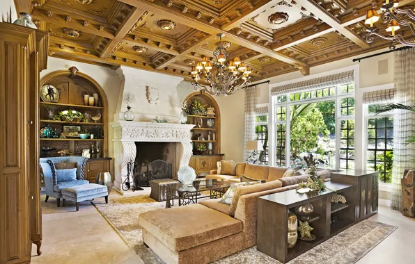 Картинка living room, home, villa, luxury