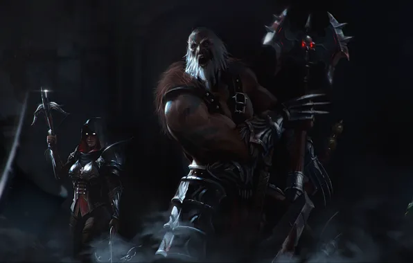 Темно, diablo 3, demon hunter, barbarian