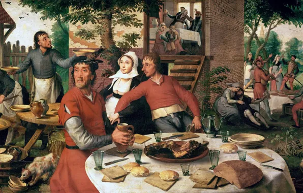 Картина, жанровая, 1550, Питер Артсен, Pieter Aertsen, Крестьянский Праздник