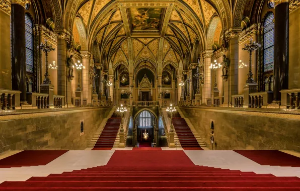 Картинка Парламент, Венгрия, Будапешт, главная лестница