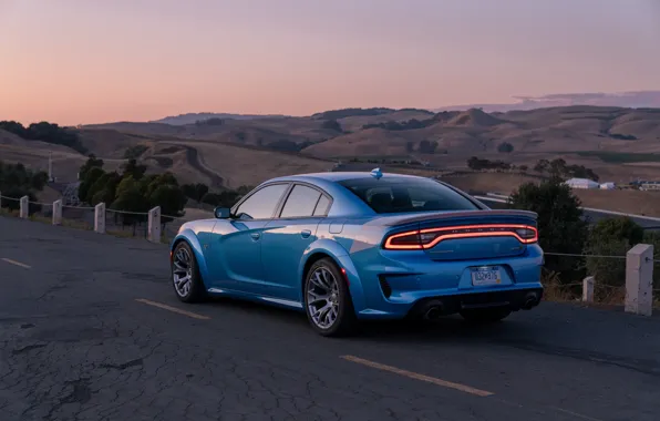 Закат, вечер, Dodge, Charger, Hellcat, SRT, Widebody, 2019