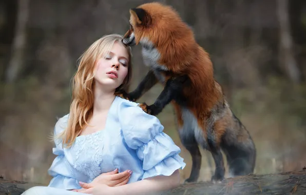 Картинка девушка, лиса, рыжая, друзья, Юлия Ковальская, фотограф Светлана Никотина