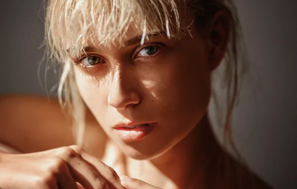 Картинка girl, close-up, beautiful, blonde, shadow, Георгий Чернядьев, Irene, Georgy Chernyadyev