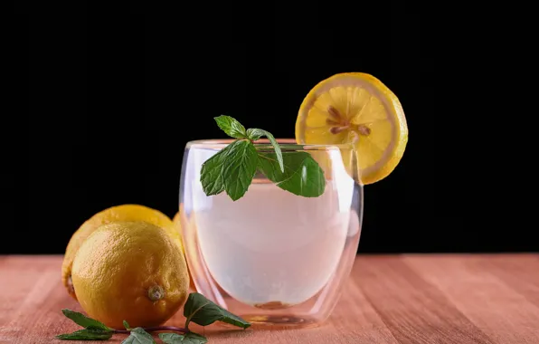 Картинка свежесть, коктейль, Lemon with mint