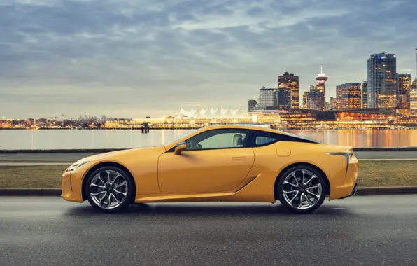 Желтый, город, вечер, Lexus, LC 500, Lexus LC 500, Inspiration Series, Lexus LC 500 Inspiration …