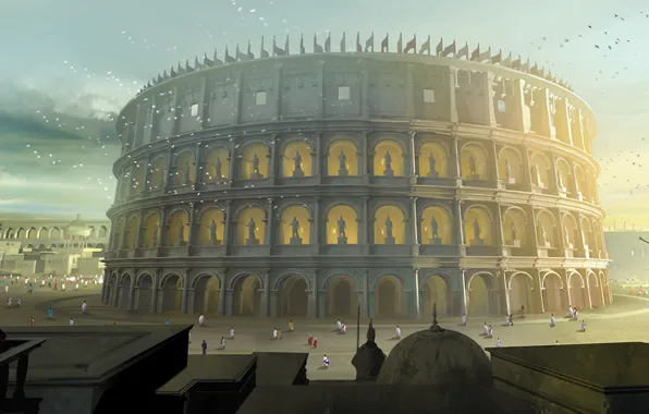 Картинка art, Colosseum, painting, ancient