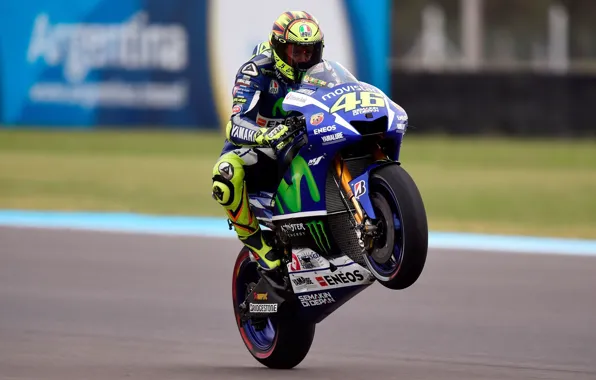 Взгляд, MotoGP, Valentino Rossi, Размытие, Дыбы, Yamaha M1