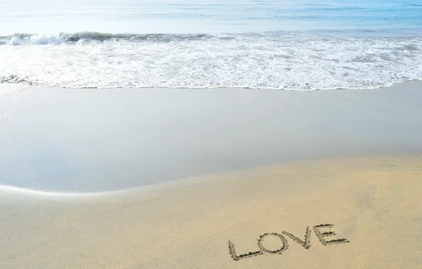 Картинка песок, вода, Пляж, love