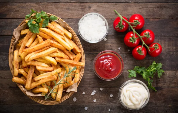 Tomatoes, french fries, Portion