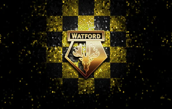Wallpaper, sport, logo, football, glitter, checkered, Watford