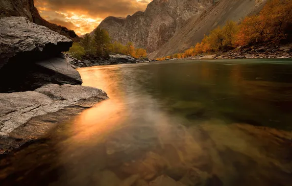 Картинка осень, река, Алтай