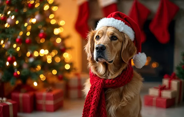 Украшения, собака, Рождество, Новый год, Christmas, dog, cute, decoration