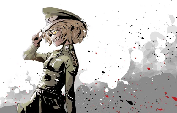 Картинка girl, soldier, military, war, smile, anime, cross, blonde