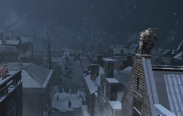 Картинка город, коннор, Assassin’s Creed III, AC III Connor Rooftop Chase