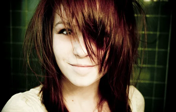 Девушка, улыбка, girl, smile, челка