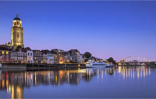 Картинка огни, вечер, Нидерланды, Голландия, Deventer, De Hoven