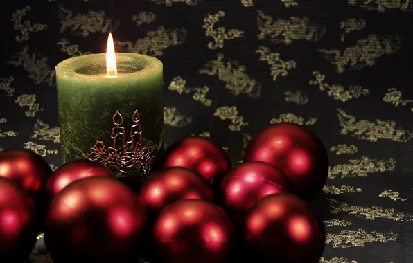 Картинка праздник, шары, новый год, рождество, свеча, christmas, new year
