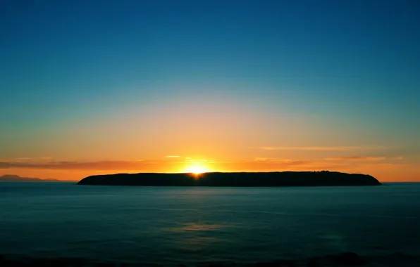 Море, берег, зарево, Восход Солнца