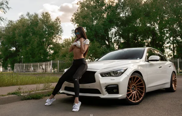 Машина, авто, девушка, поза, фигура, Infiniti, Alex Bazilev