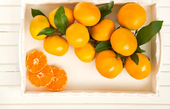 Листья, фрукты, оранжевые, цитрусы, мандарины