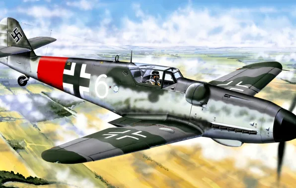 Поздний, Bf.109G-6, фонарь улучшенной обзорности, 9./JG302, Erla Haube, Willi Reschke