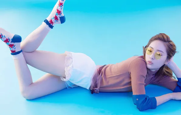 Девушка, музыка, азиатка, sexy, legs, blue, body, cute