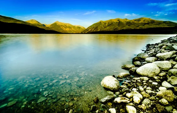 Картинка горы, озеро, камни