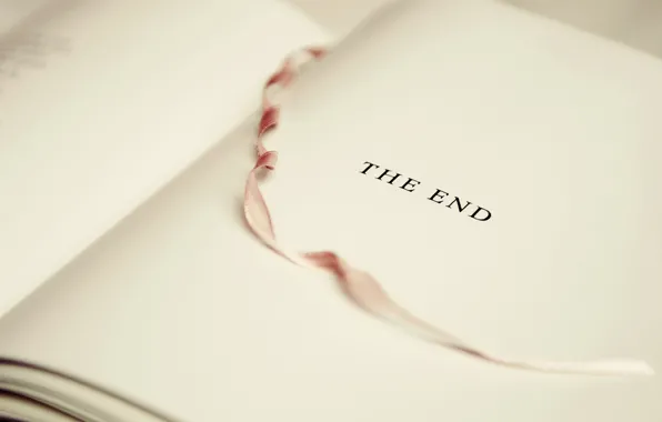 Надпись, лента, книга, The End