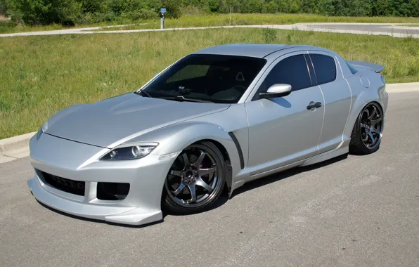 Silver, road, mazda, rx-8