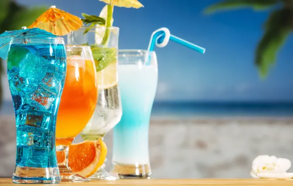 Пляж, лето, отдых, коктейль, ice, summer, напитки, beach