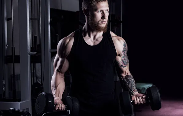 Взгляд, поза, тату, muscle, мышцы, pose, тренировка, тренажеры
