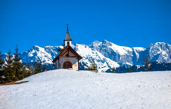 Картинка горы, Австрия, часовня