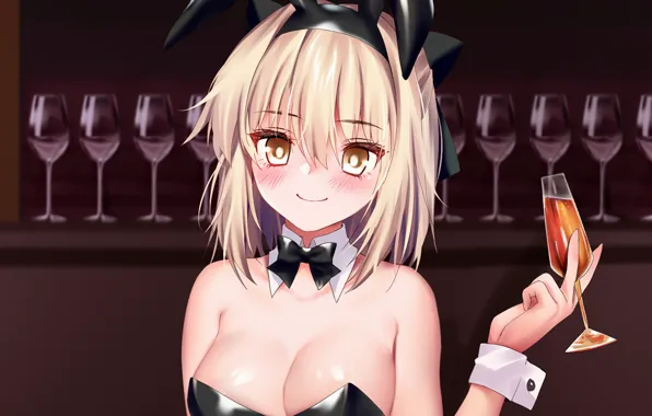 Girl, sexy, cleavage, boobs, anime, beautiful, short hair, pretty