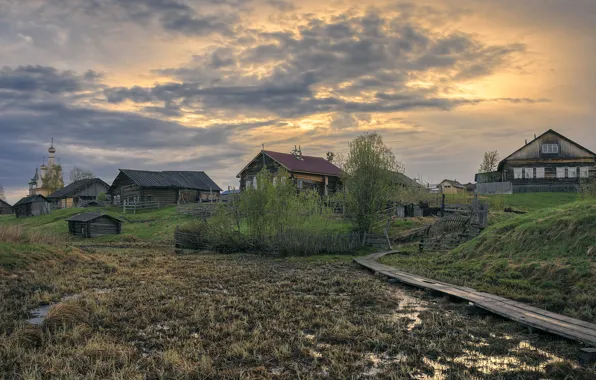 Деревня, церковь, Архангельская область, Кимжа