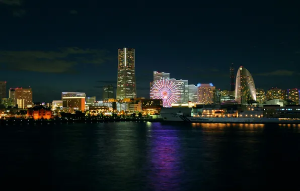 Картинка ночь, дома, Япония, Japan, night, Йокогама, Yokohama, naght